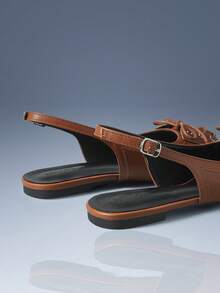 CUCCOO GRLICON Giày nữ, giày cao gót có khóa cài, kiểu dáng thanh lịch, đế bằng. - màu nâu - Xem 5