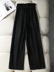 SHEIN Tall Quần ống đứng cạp cao mới dành cho nữ, thích hợp cho mùa Thu/Đông. - màu đen - Xem 2