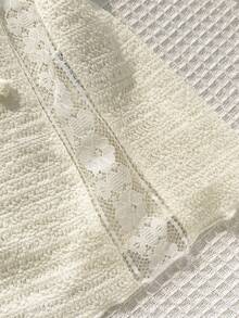Flirla Y2K Casual Sexy Vacation Lace Patchwork Drawstring Versatile Slim T-Shirt - White - View 5