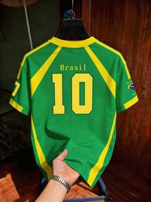 Aesthetic Post 男士休闲撞色字母印花T恤，夏季 - 彩色 - 查看 7