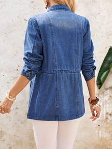EMERY ROSE Áo khoác và áo choàng denim nữ, trang phục Giáng sinh, trang phục Lễ Tạ ơn cho nữ, áo khoác denim dày dặn cho nữ. - Màu xanh lam - Xem 2