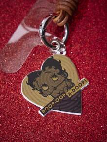 Betty Boop x SHEIN 1 pieza Llavero colgante de cuerda de vaca sólida con diseño retro de Betty Boop Love Round, llavero tejido a mano para teléfono móvil - Multicolor - Ver 3