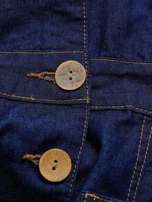 EMERY ROSE Đầm denim cổ yếm hở lưng dành cho nữ - Màu xanh lam - Xem 6