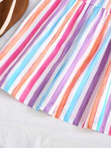 SHEIN Girls' Spring/Summer Fashion Bowknot Backless Splice Contrast Color Slip Dress, Suitable For Vacation, Party, Daily Wear, Wedding And Other Occasions - Multicolor - View 8