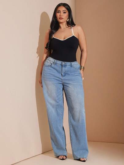 SHEIN BAE Plus Size Black Casual Spaghetti Strap Cami Bodysuit Sleeveless Knitted Fabric Criss Cross Detail,Women's Autumn/Winter Everyday Sexy Black Bodycon Bra With Stylish Tight-Fitting Corset Bodysuit, Suitable For Dates, Clubs, Going Out,  Tight-Fitting Corset, Christmas Top,Black Bodysuit ,Winter Clothes For Women,Summer Outfit For Women,Plus Size,Spring Clothes Women,Festival Outfits For Women,Beach Outfit For Women,Wedding,Graduation,Casual,Vacation/Holiday Outfits For Women,Y2k,Plus Size,Curve,Birthday Party Outfits ,Sexy,Graduation Outfit For Mother