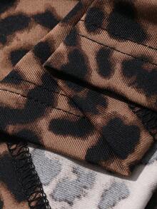 DAZY Áo hai dây gợi cảm phối ren tương phản họa tiết da báo dành cho nữ - Cà phê nâu - Xem 7