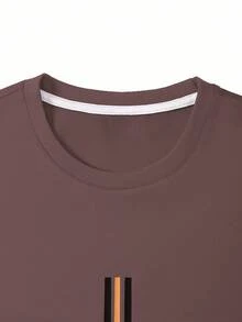 Manfinity Hypemode Men's Letter Print Round Neck Short Sleeve Casual T-Shirt - Dusty Purple - View 5