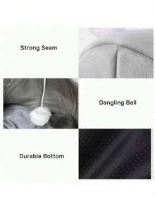 Hollypet 3 Sizes Gray Cute Cave Cat Bed With Ear Design - Soft & Cozy Indoor Cat House, Warm & Breathable For All Seasons, Comes With Hanging Ball, Suitable For Small, Medium And Large Cats - Grey - View 3