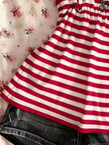 Glimmora Summer Casual Retro Y2K Striped Women Camisole - Red - View 3