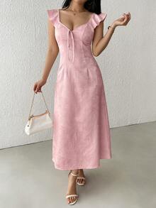 Modelyn Women's Jacquard Lace-Up Fashion Sexy Date Golf Party Summer Dress Pastal - Pink - View 5