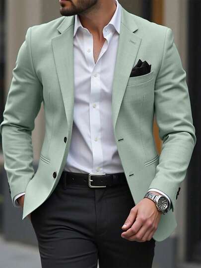 Manfinity Mode Men Space Dye Pocket Single Breasted Blazer
