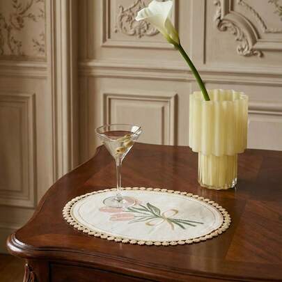 Cirelle 1 tấm thảm trải sàn thêu ren hình hoa tulip, phong cách cổ điển thời Trung cổ, thảm trang trí bàn cà phê, đạo cụ chụp ảnh thủ công, thảm trải sàn cho búp bê nhỏ, phông nền chụp ảnh trên thảm trải sàn, thích hợp làm quà tặng ngày Valentine.