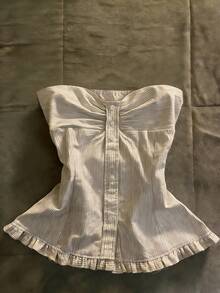 Glimmora Women's Summer Casual Vacation & Commute Striped Print Ruched Peplum Tube Top - Apricot - View 1