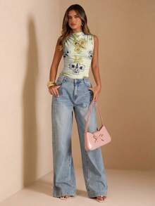 SHEIN BAE Áo liền thân không tay cổ đứng in họa tiết hoa cổ điển dành cho nữ, thích hợp cho các buổi đi chơi, du lịch, phong cách đường phố, kỳ nghỉ biển, sang trọng, phóng khoáng, đám cưới, tiệc tùng, lễ hội, mùa thu. - Nhiều màu - Xem 5