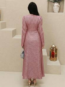 Yasmyna Đầm dạ hội và nghỉ lễ cao cấp thiết kế mới, cổ chữ V, thắt eo bằng tua rua. - Bụi hồng - Xem 9