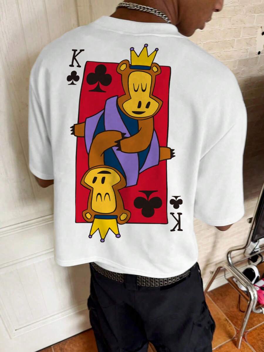 Paul Frank X SHEIN Áo thun nam tay ngắn cổ tròn dáng rộng - trắng - Xem 1