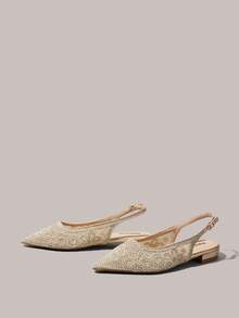 Styleloop 女士搭扣设计休闲平底鞋 - 金色 - 查看 2