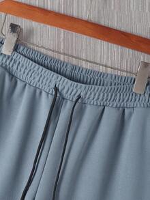 Manfinity Homme Men's Summer Casual Drawstring Hooded Tank Top And Shorts Set - Dusty Blue - View 6