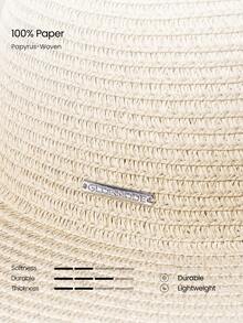 GLOWMODE Papyrus Woven Sunny Rays Adjustable Drawstring Wide-Brimmed Hat Holiday Vacation Summer Daily Casual Wear - Beige - View 5