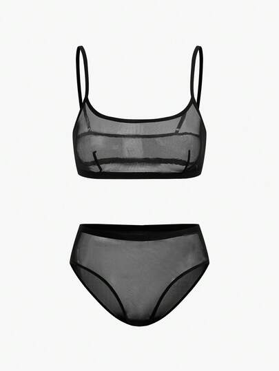 Bisouelle Bộ đồ lót lưới gợi cảm 2 món dành cho nữ