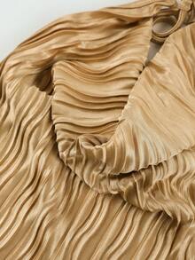 SHEIN Franclia 女士新款优雅性感无袖露背吊带背心，适合办公室/休闲/海滩/通勤/浪漫/派对/生日/音乐会/情人节/狂欢节等场合，纹理面料，卡其色 - 卡其色 - 查看 4