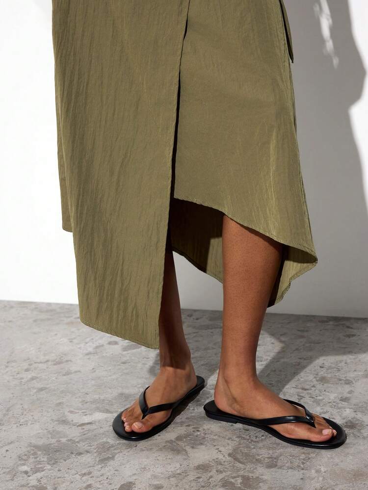 SHEIN Maija Women's Casual Tie-Wrap Skirt,Festival Skirt,Green Skirt,Summer Holiday Outfits,Beach Outfit For Women