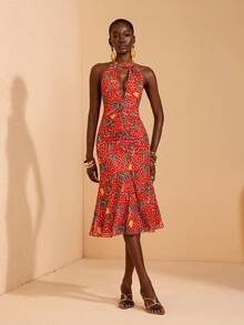 JIAN LASALA 网纱露背吊带系带迷你连衣裙 - 彩色 - 查看 3