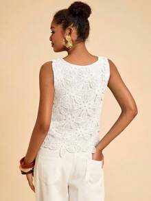 Travachic 女士休闲圆领百搭日常上衣 - 白色 - 查看 2