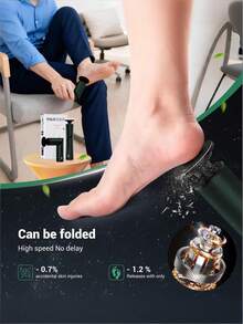 Teckwe 5-In-1 Professional Electric CallusRemover(Portable & Foldable), Removes99.92% Of Calluses In 3 Mins, RechargeableFoot File Pedicure Kits With 10 & 20 Grit Padsfor Soft Smooth Feet, Gunmetal Gray,USB Cable Not Included - View 5