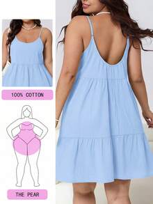 Solflare Plus Size Women's Fashion Resort Ruffle Hem Spring/Summer Dress - Baby Blue - View 1