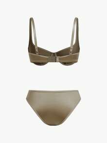 Bisouelle 2pcs/Set Women Solid Color Wire Lingerie Bra & Panties Setfor Summerfor Summer - Yellow - View 2