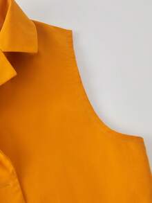 SHEIN 少女橙色无袖T恤和白色裤子两件套优雅套装 - 彩色 - 查看 11