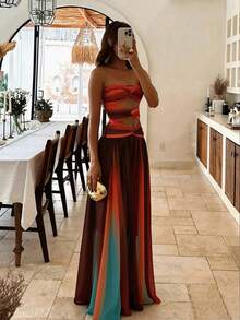 SHEIN LUNE Đầm thời trang nữ dáng suông, khoét eo, gợi cảm, quyến rũ, tinh tế, trẻ trung, thanh lịch, thích hợp cho đi chơi hàng ngày, đi nghỉ mát, dự tiệc, mùa xuân/hè. - Nhiều màu - Xem 1