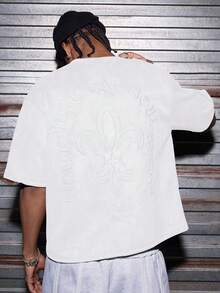 AXEPEAK Men's Air Layer Suede Fleece Loose Knit Short Sleeve T-Shirt - White - View 6