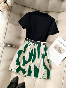 Women's Casual Daily Printed Mini Skirt - Krem - View 2