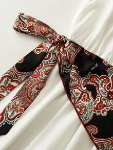 GlowEve 女士V领优雅收腰中长派对连衣裙 - 彩色 - 查看 6