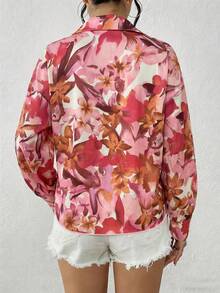 EMERY ROSE Plus Size Women Loose Tie-Front Floral Casual Shirt - Multicolor - View 2
