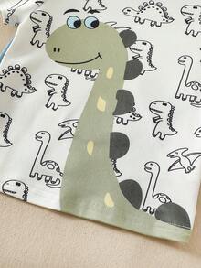 6件套幼儿男童贴身睡衣套装，图案包括海洋鲨鱼、恐龙、火箭和行星，采用柔软舒适的弹力面料制成，色彩鲜艳明快，适合儿童穿着。 - 彩色 - 查看 4