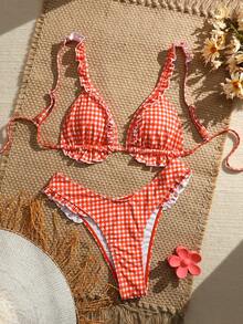 Swim Mod Bộ 2 áo tắm nữ xếp ly, kiểu dáng kẻ caro cho kỳ nghỉ hè ở châu Âu và Mỹ. - Nhiều màu - Xem 1