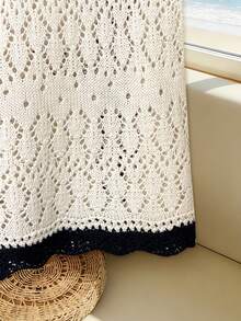 Franclia Bộ đồ nữ nhẹ nhàng phối ren tương phản gồm 2 món, áo cardigan tay ngắn cổ chữ V và quần short cạp cao, trang phục thanh lịch cho mùa xuân/hè, kỳ nghỉ biển, du lịch. - Nhiều màu - Xem 6