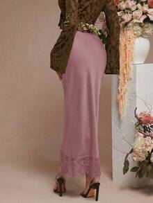 L'Amorae BOTTOM LACE DETAIL PENCIL SKIRT - Pink - View 3