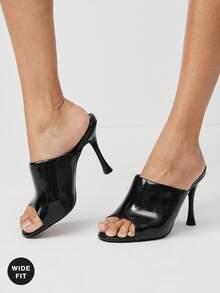 SHUZIA Giày sandal cao gót mũi nhọn kiểu dáng tối giản, thanh lịch dành cho nữ, dáng rộng. - màu đen - Xem 3