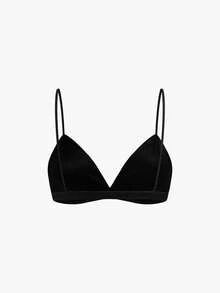 2 Packs Satin Triangle Bra Set Lingerie - Black and White - View 4
