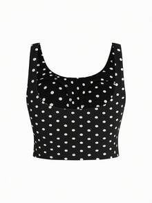 SHEIN 夏季孕妇休闲波点印花哺乳上衣 - 黑與白 - 查看 4