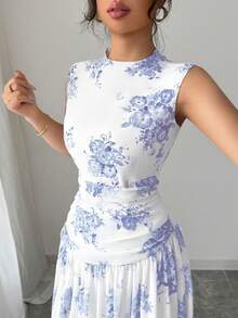 Modelyn Women's Elegant Commuter Sleeveless Dress - Blue - View 3