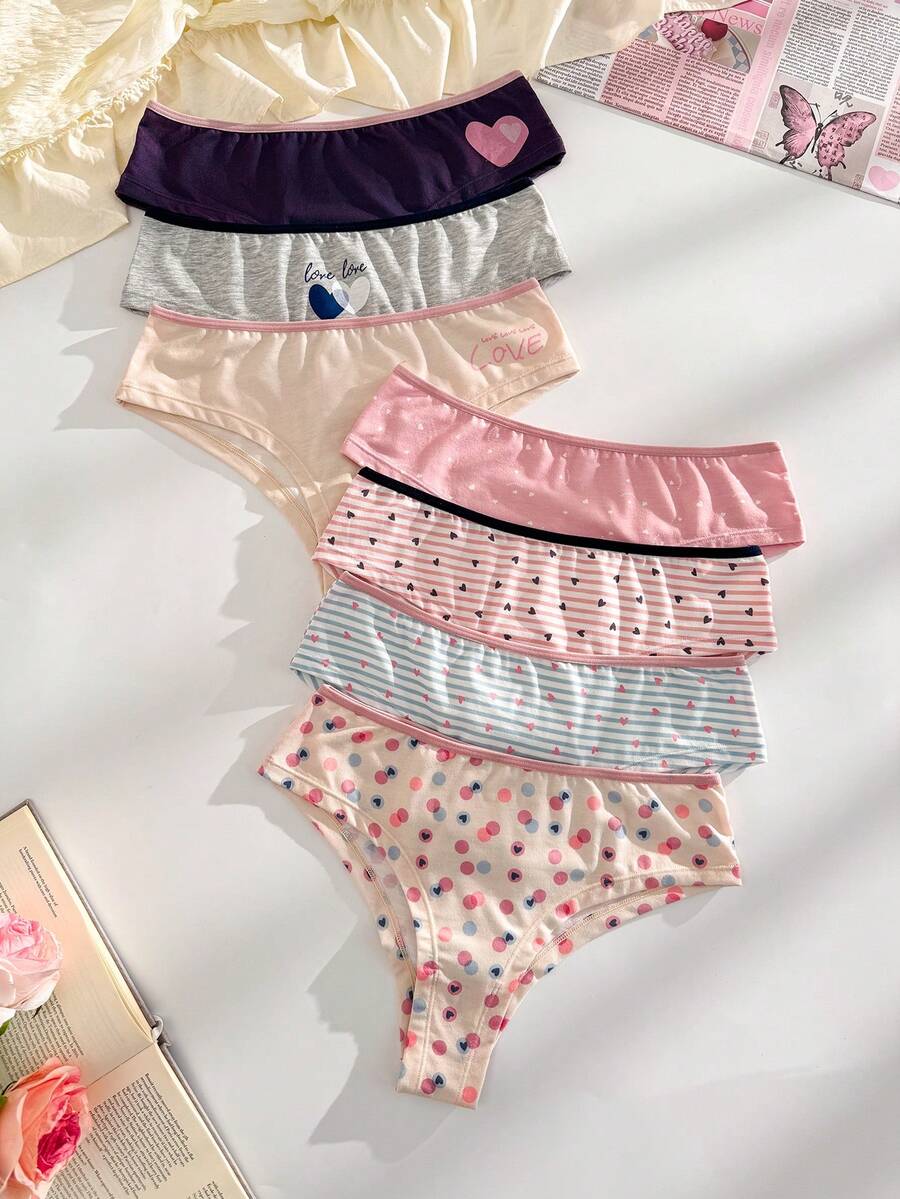 7条装女士印花舒适比基尼内裤 - 彩色 - 查看 1