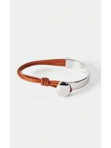 Noxbound Geometric Decor Layered Bracelet - Brown - View 1