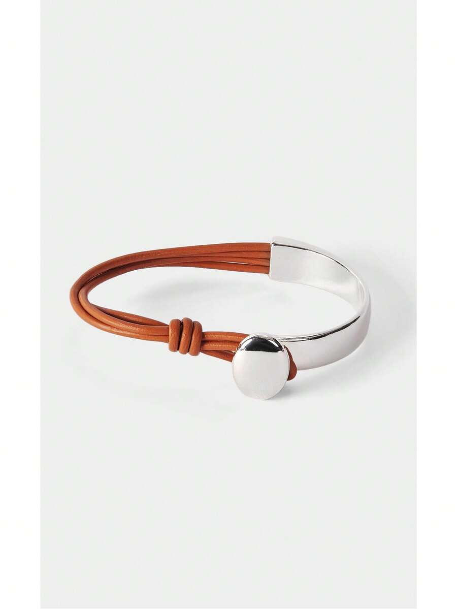 Noxbound Geometric Decor Layered Bracelet - Brown - View 1