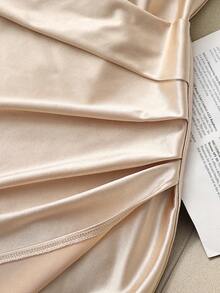 SHEIN Tall 杏色吊带连衣裙，优雅的春夏度假装扮，适合派对穿着，新款春夏女士杏色吊带连衣裙，收腰显瘦杏色吊带连衣裙 - 杏色 - 查看 6