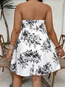 SHEIN VCAY Gaun Tube Kasual Longgar Motif Bunga Ukuran Plus - MultiWarna - View 2